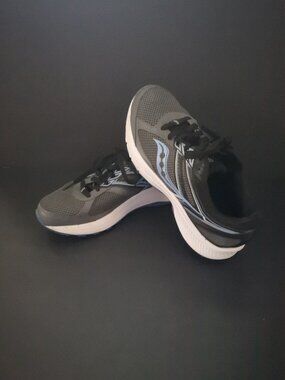 Saucony Cohesion 14 Ladies Size 7W Grey Black w/ Blue Running Sneakers